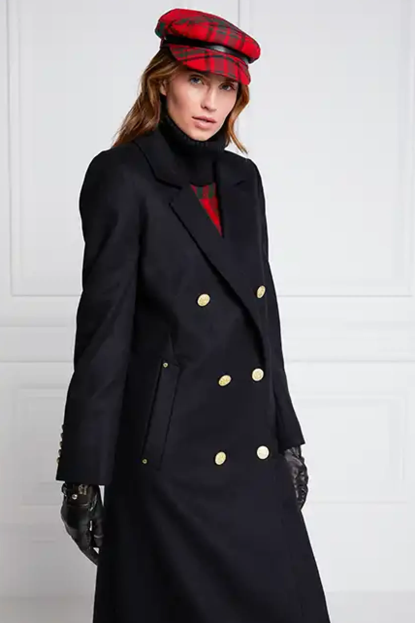 Holland Cooper Coats-Double Breasted Coat Soft Black