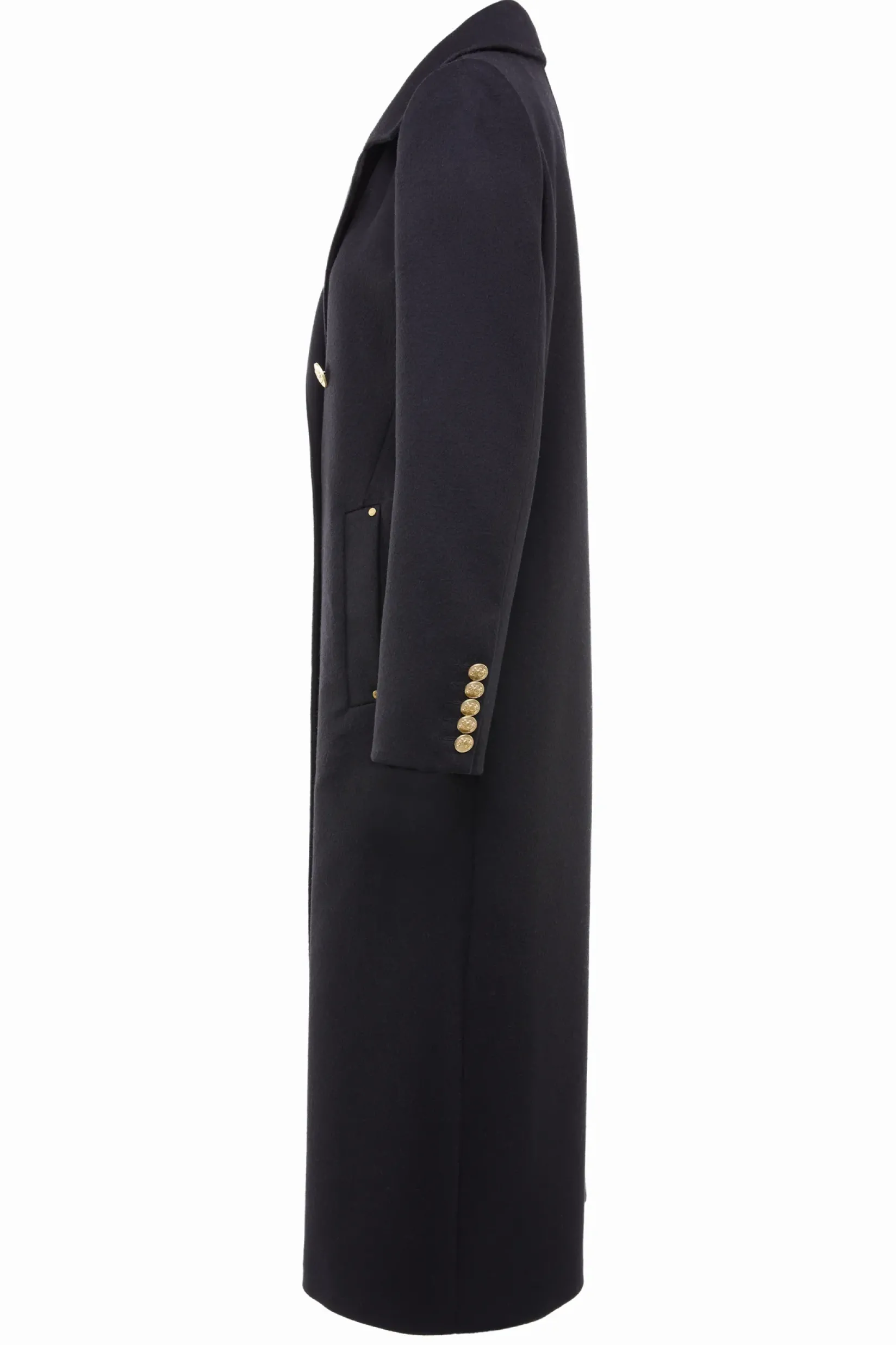 Holland Cooper Coats-Double Breasted Coat Soft Black