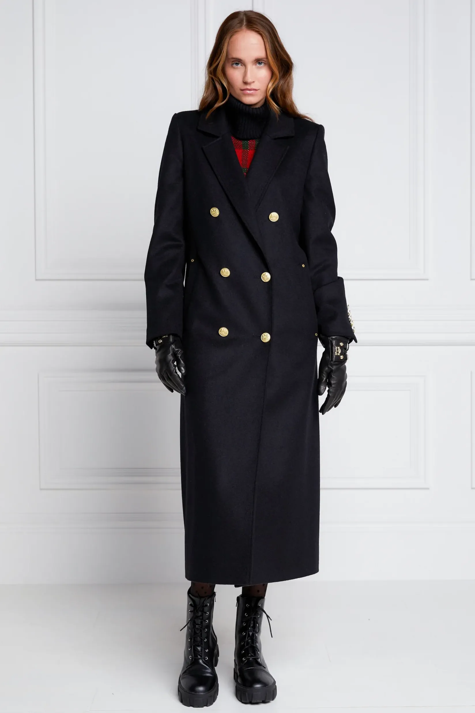 Holland Cooper Coats-Double Breasted Coat Soft Black