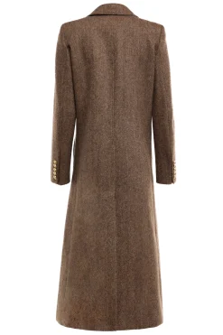 Holland Cooper Coats-Double Breasted Coat Large Scale Brown Herringbone