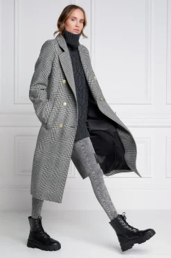 Holland Cooper Coats-Double Breasted Coat Prince of Wales Mono