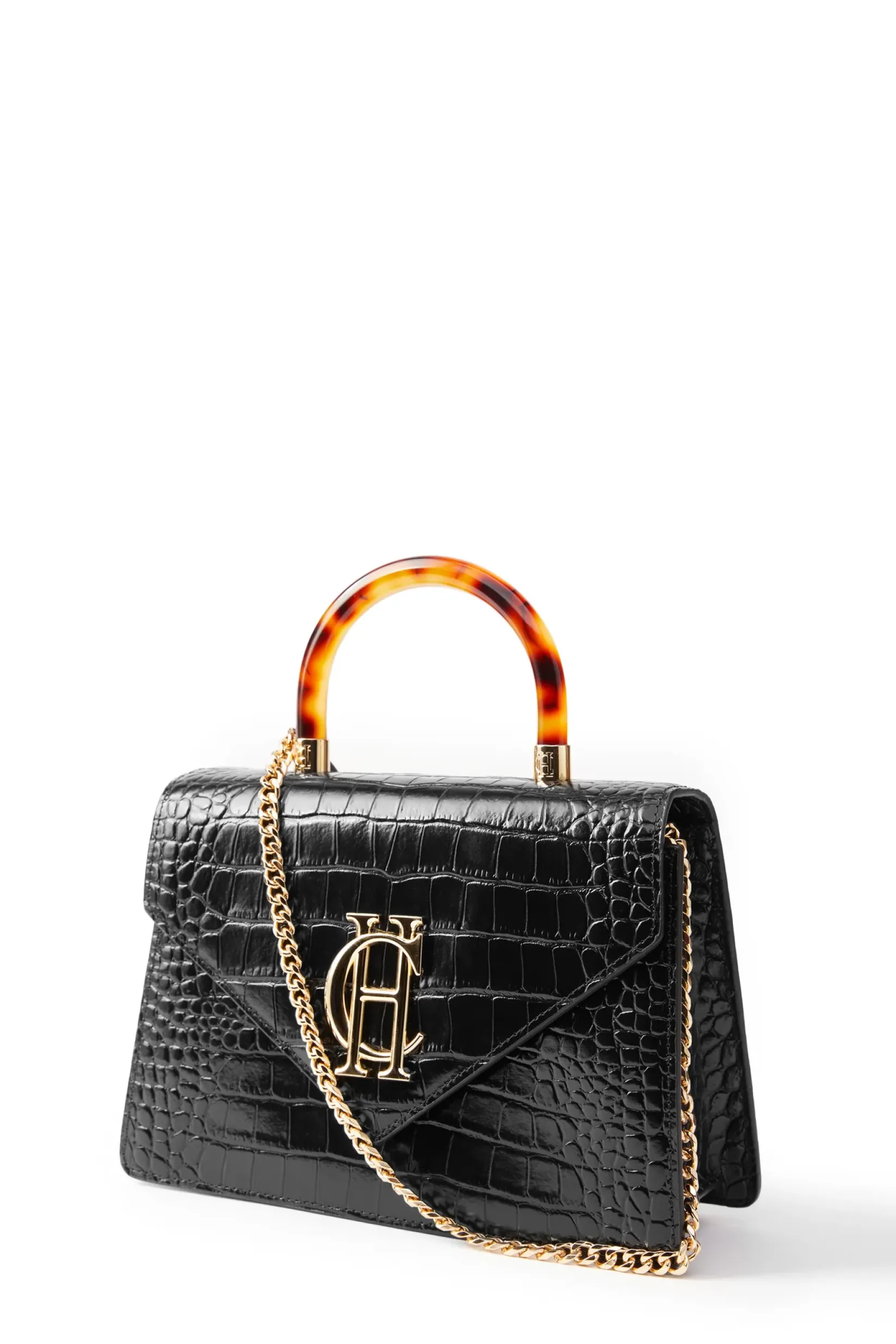 Holland Cooper Gifts For Her|Crossbody Bags-Dowdeswell Bag Black Croc