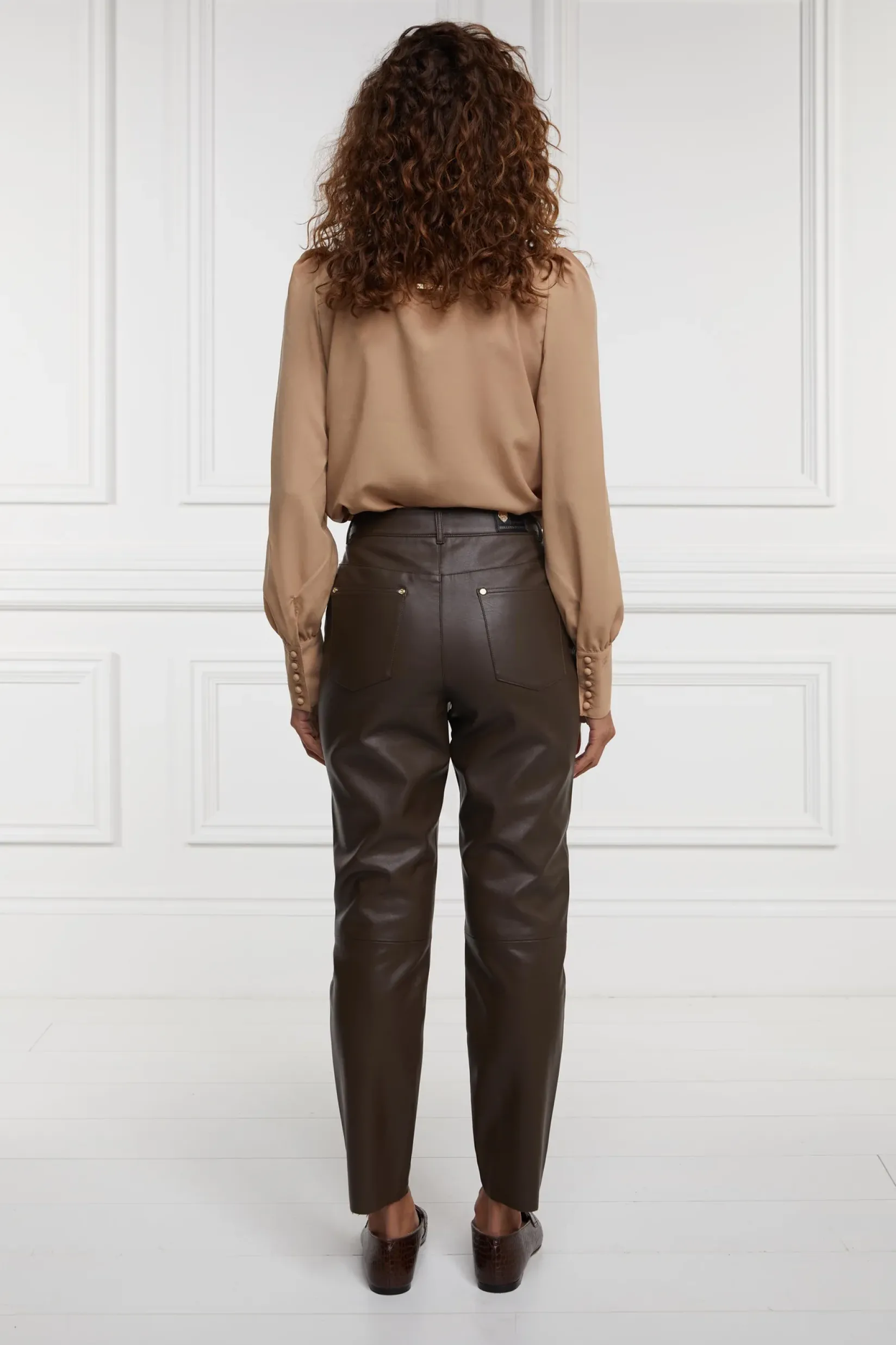 Holland Cooper Trousers-Dunwick Faux Leather Pant Tobacco