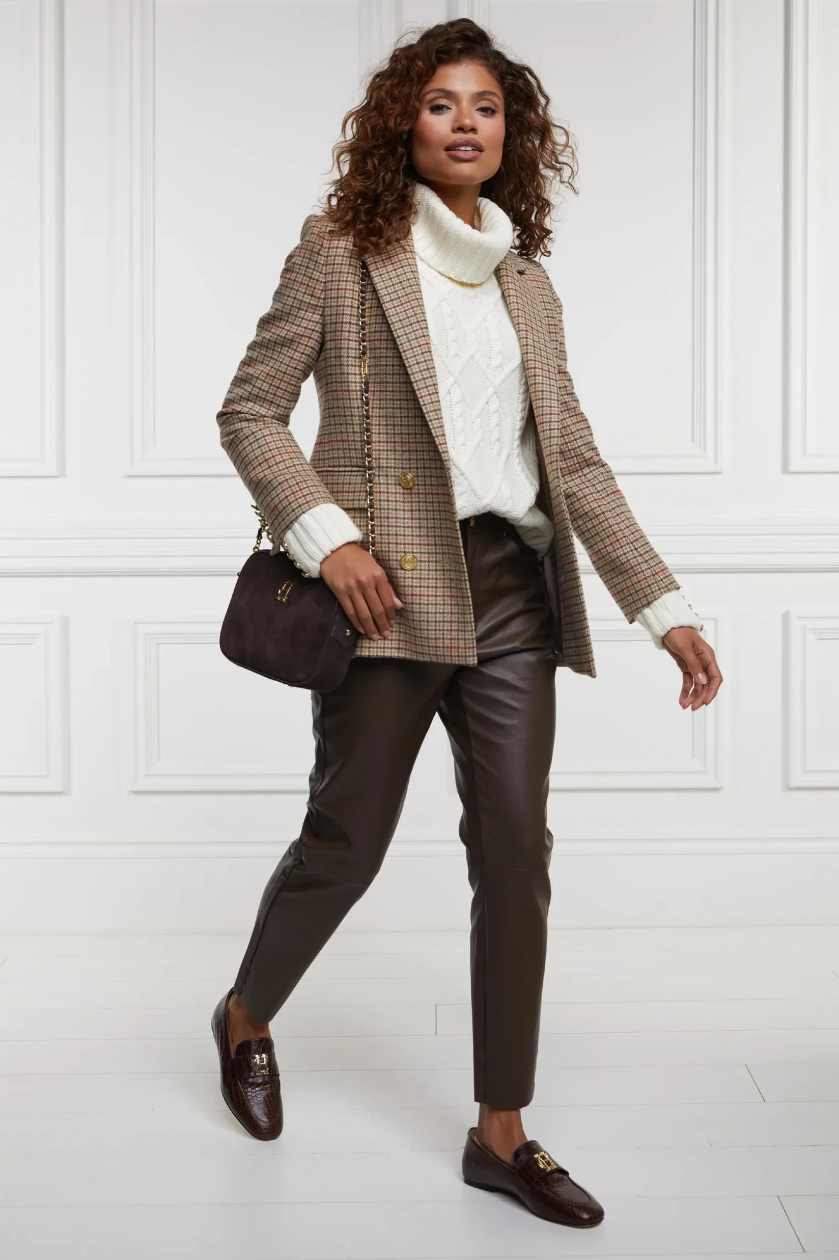 Holland Cooper Trousers-Dunwick Faux Leather Pant Tobacco