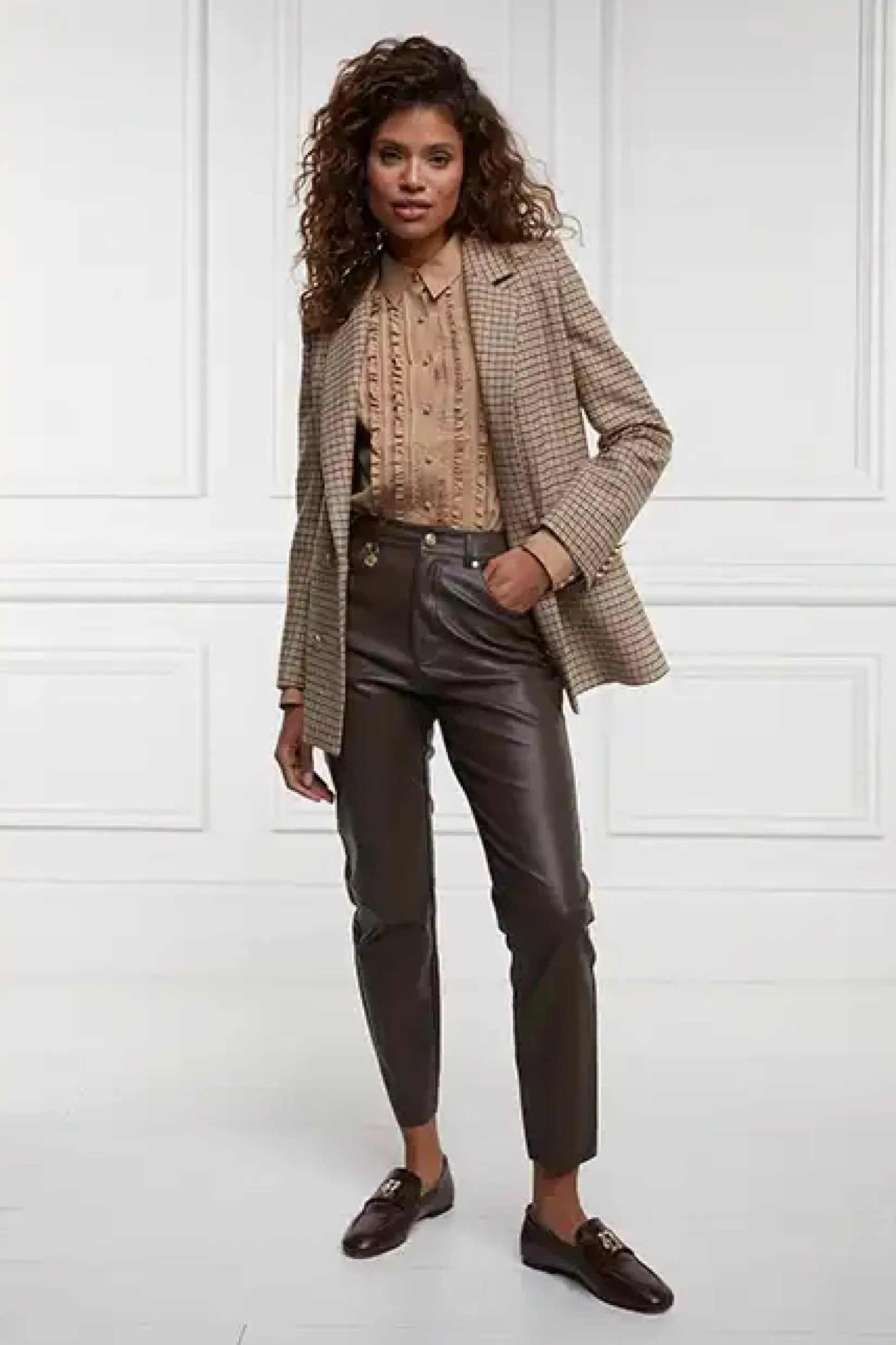 Holland Cooper Trousers-Dunwick Faux Leather Pant Tobacco