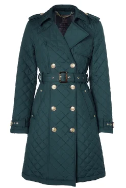 Holland Cooper Trench Coats|Coats-Enstone Quilted Trench Coat Emerald