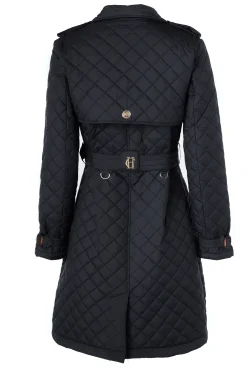 Holland Cooper Trench Coats|Coats-Enstone Quilted Trench Coat Black Gold