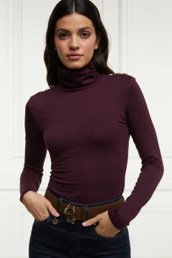 Holland Cooper Gifts For Her|Tops-Essential Roll Neck Burgundy