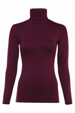 Holland Cooper Gifts For Her|Tops-Essential Roll Neck Burgundy