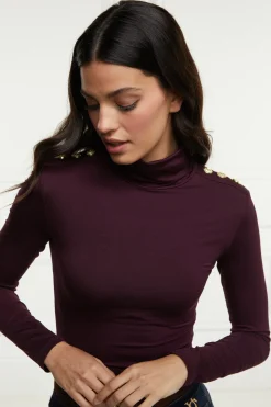 Holland Cooper Gifts For Her|Tops-Essential Roll Neck Burgundy