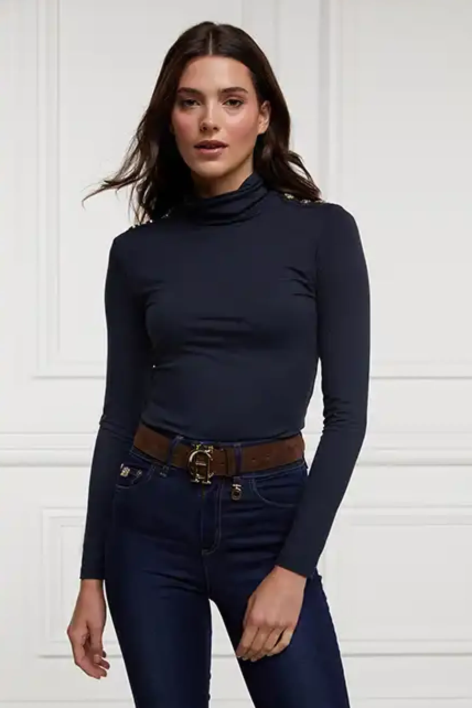 Holland Cooper Tops|Wardrobe Staples-Essential Roll Neck Ink Navy