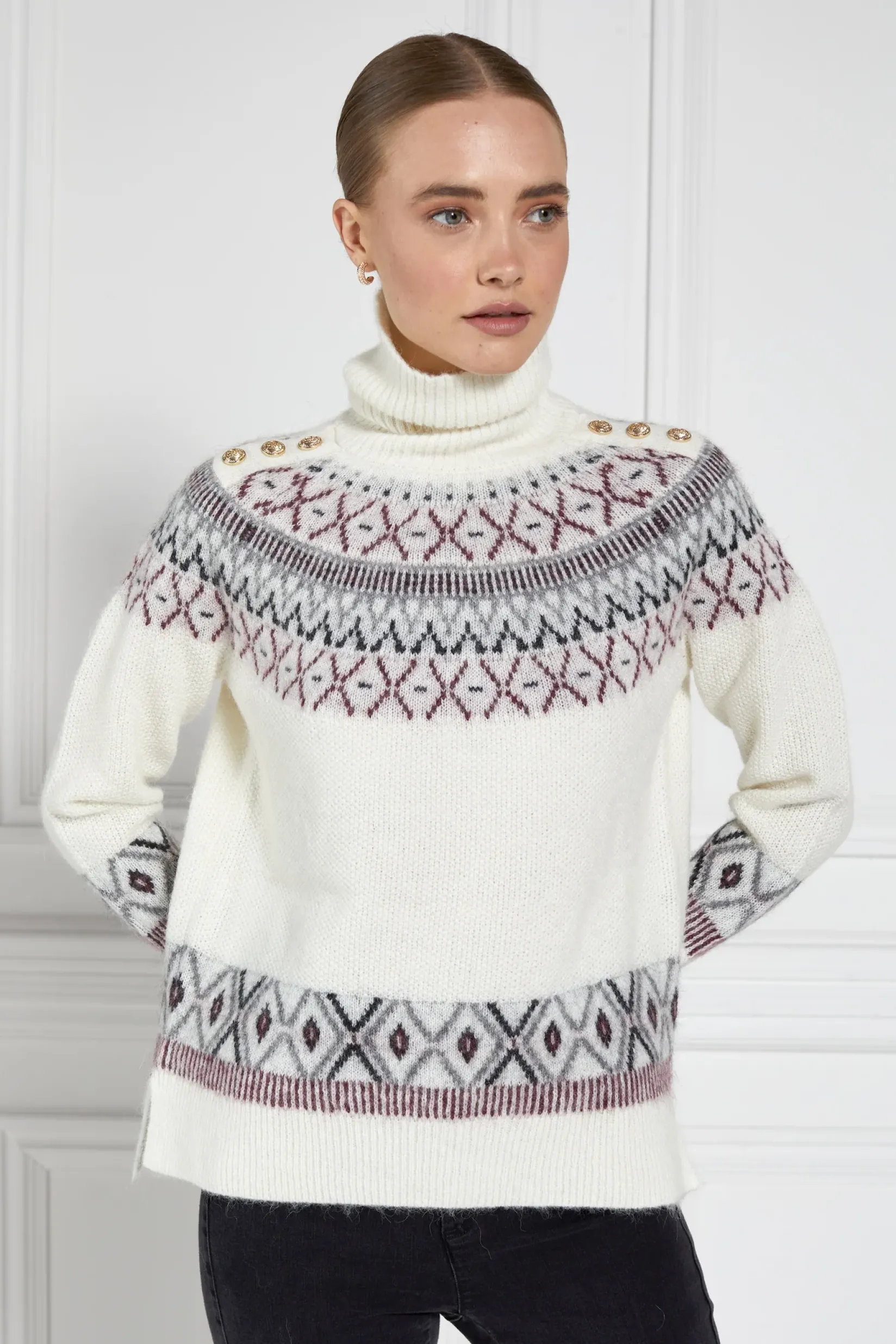 Holland Cooper Knitwear|Après Ski-Fairisle Knit Cream