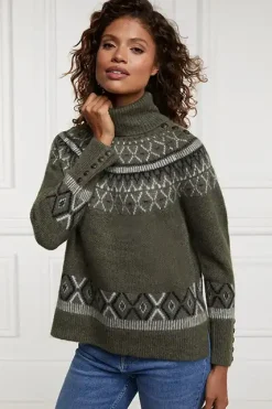 Holland Cooper Knitwear-Fairisle Knit Khaki