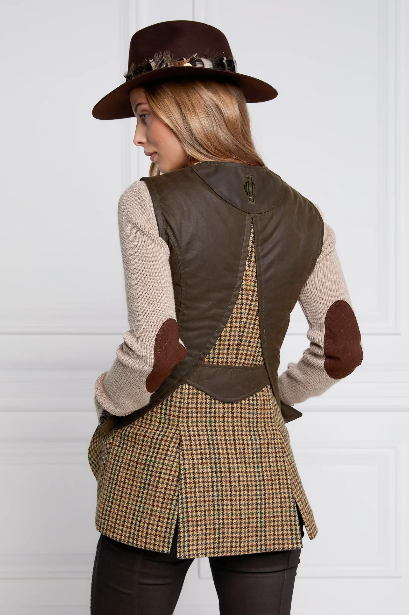 Holland Cooper Gilets-Field Vest Hailes Green Tweed