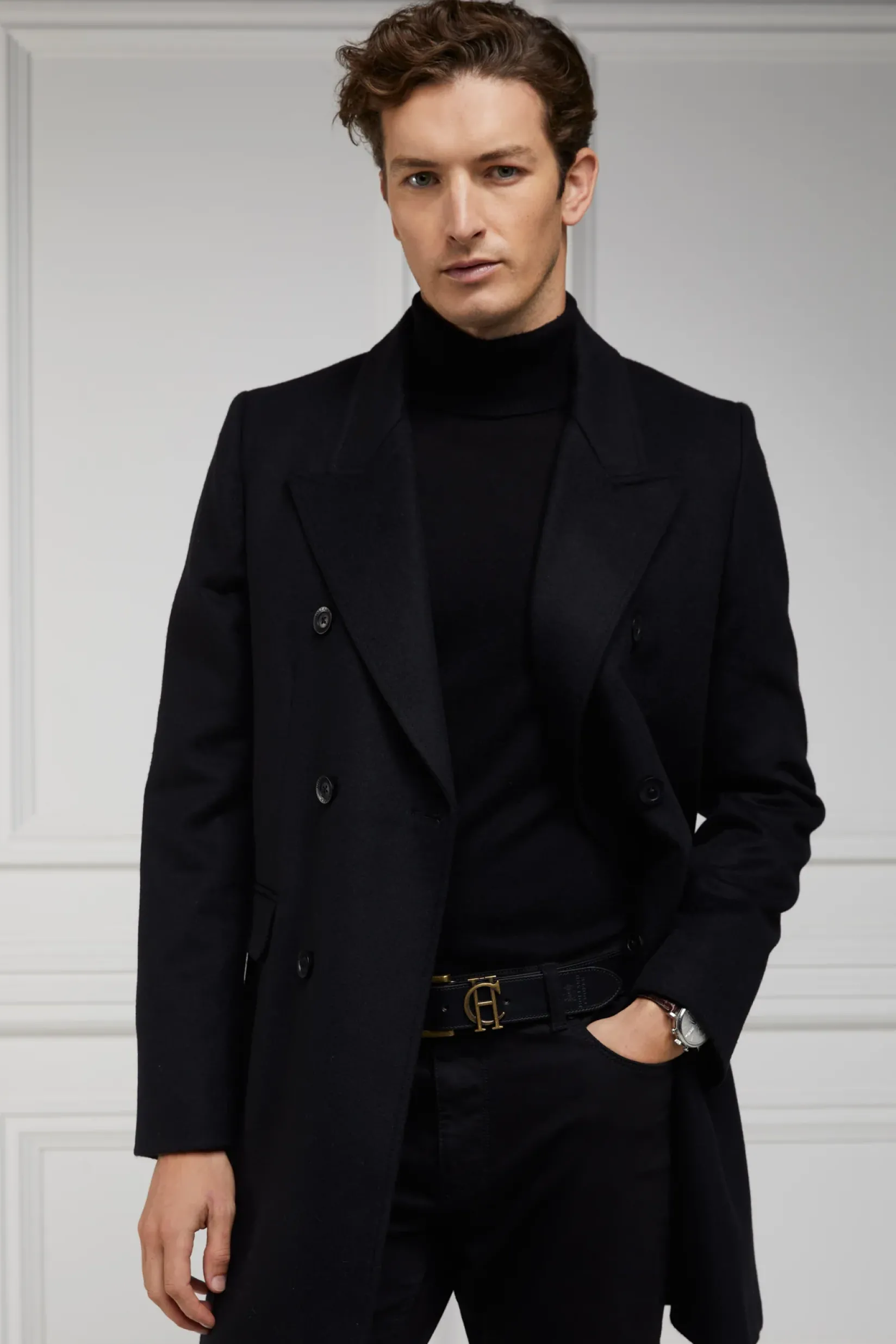 Holland Cooper Gifts For Him|Knitwear-Fine Roll Neck Knit Black