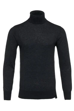 Holland Cooper Gifts For Him|Knitwear-Fine Roll Neck Knit Charcoal
