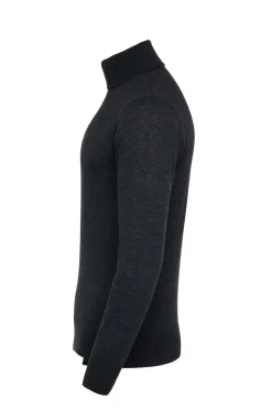 Holland Cooper Gifts For Him|Knitwear-Fine Roll Neck Knit Charcoal