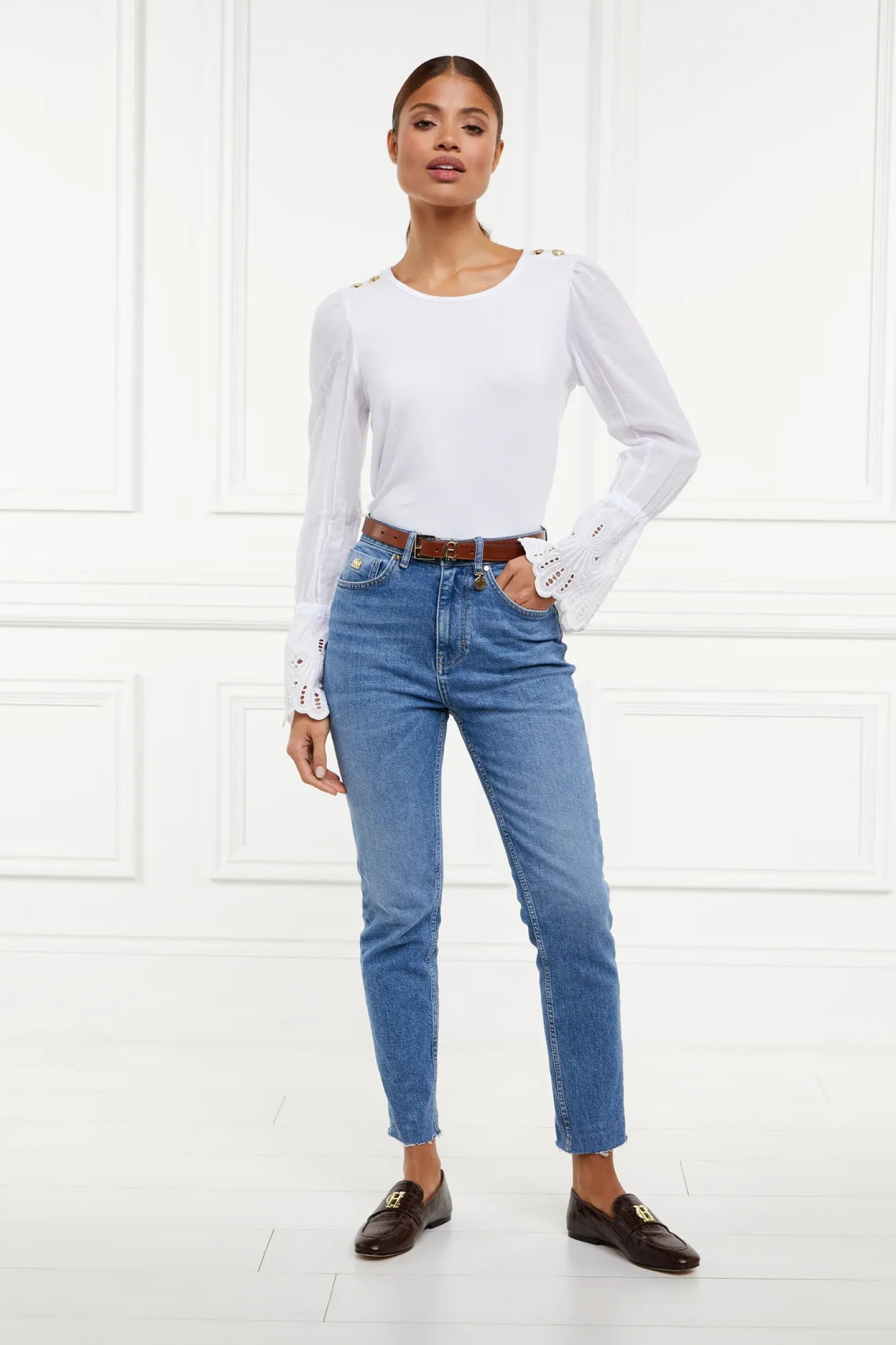 Holland Cooper Gifts For Her|Shirts & Blouses-Francesca Jersey Blouse White