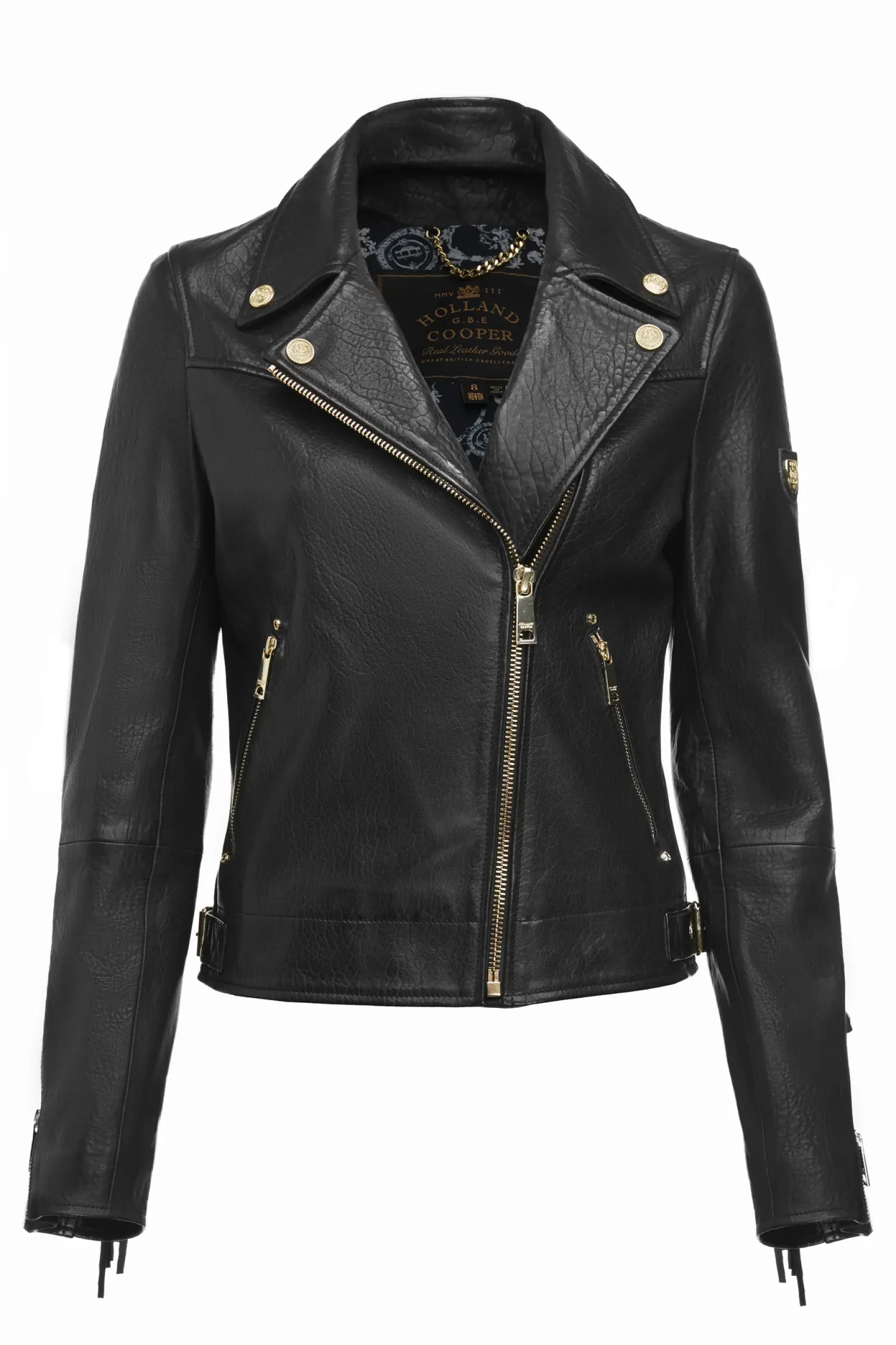 Holland Cooper Jackets-Fringed Leather Biker Jacket