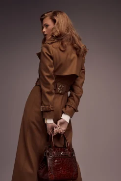 Holland Cooper Gifts For Her|Trench Coats-Full Length Chelsea Trench Coat Dark Camel