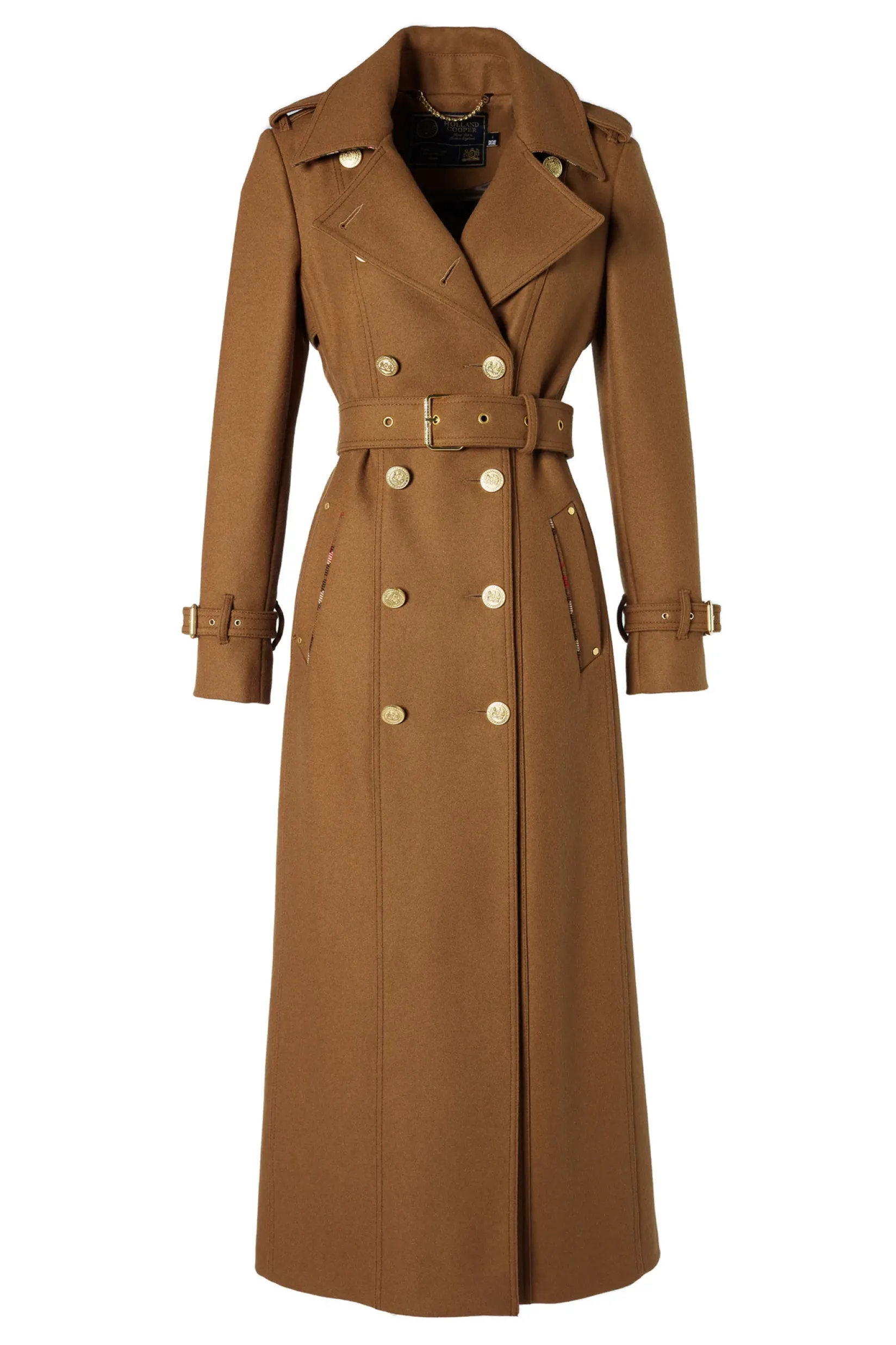 Holland Cooper Gifts For Her|Trench Coats-Full Length Chelsea Trench Coat Dark Camel