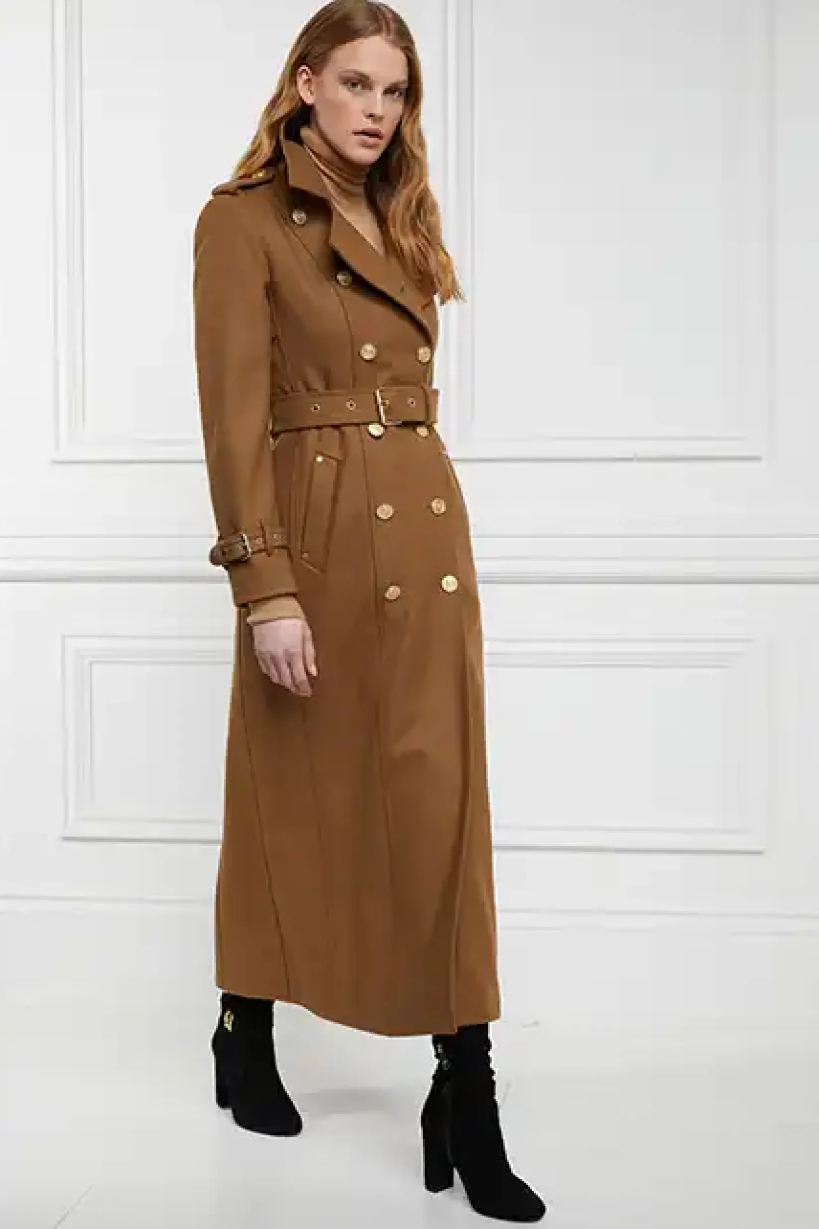 Holland Cooper Gifts For Her|Trench Coats-Full Length Chelsea Trench Coat Dark Camel