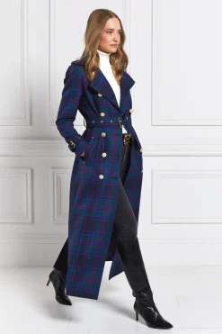 Holland Cooper Coats|In Stock Tailoring-Full Length Marlborough Trench Coat Heather Tartan