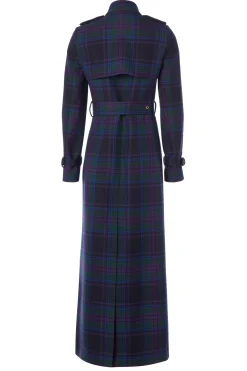 Holland Cooper Coats|In Stock Tailoring-Full Length Marlborough Trench Coat Heather Tartan