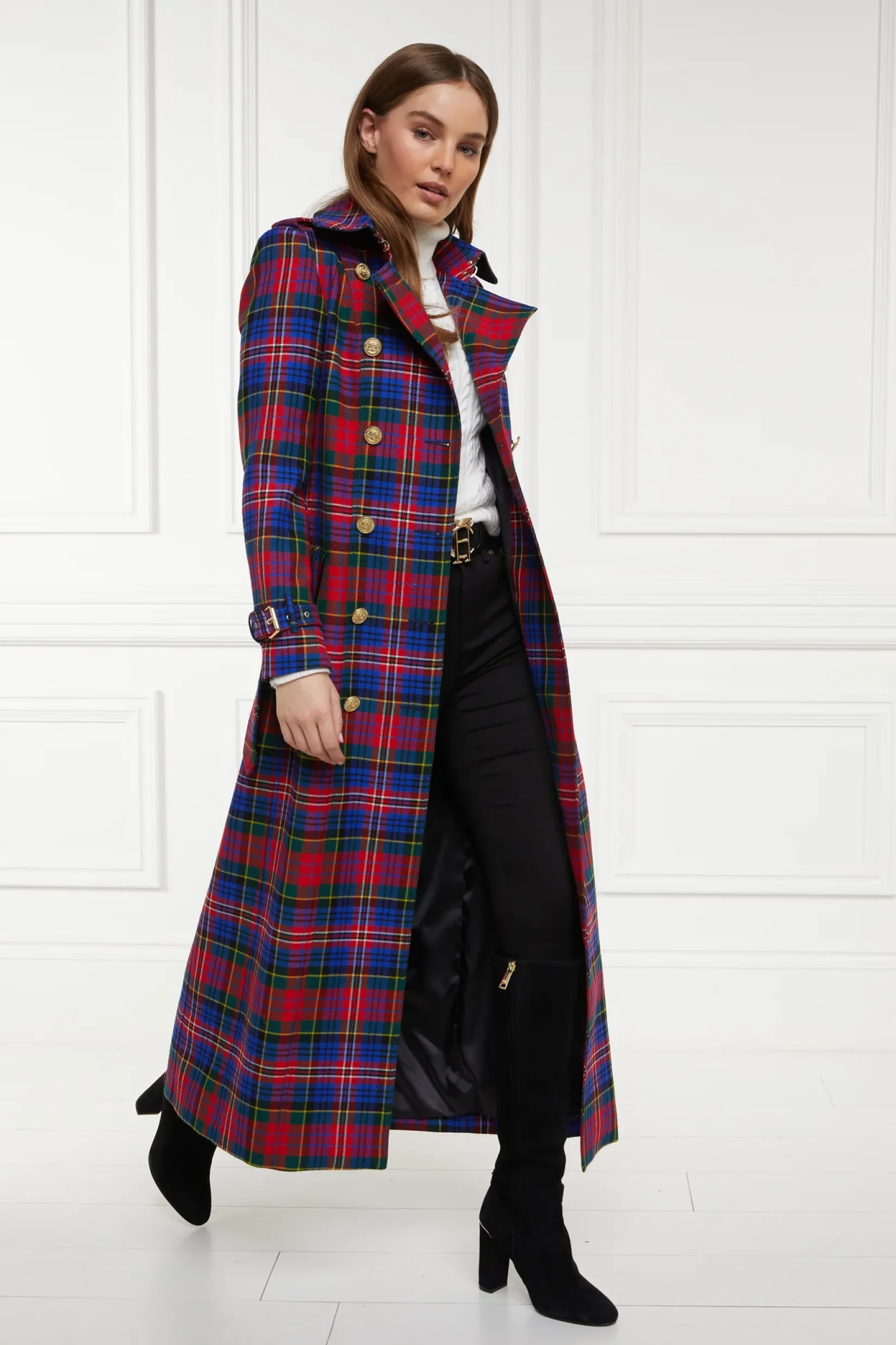 Holland Cooper Coats|In Stock Tailoring-Full Length Marlborough Trench Coat Macpherson Tartan