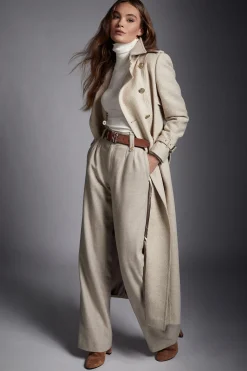 Holland Cooper Trench Coats|Coats-Full Length Marlborough Trench Coat Biscuit