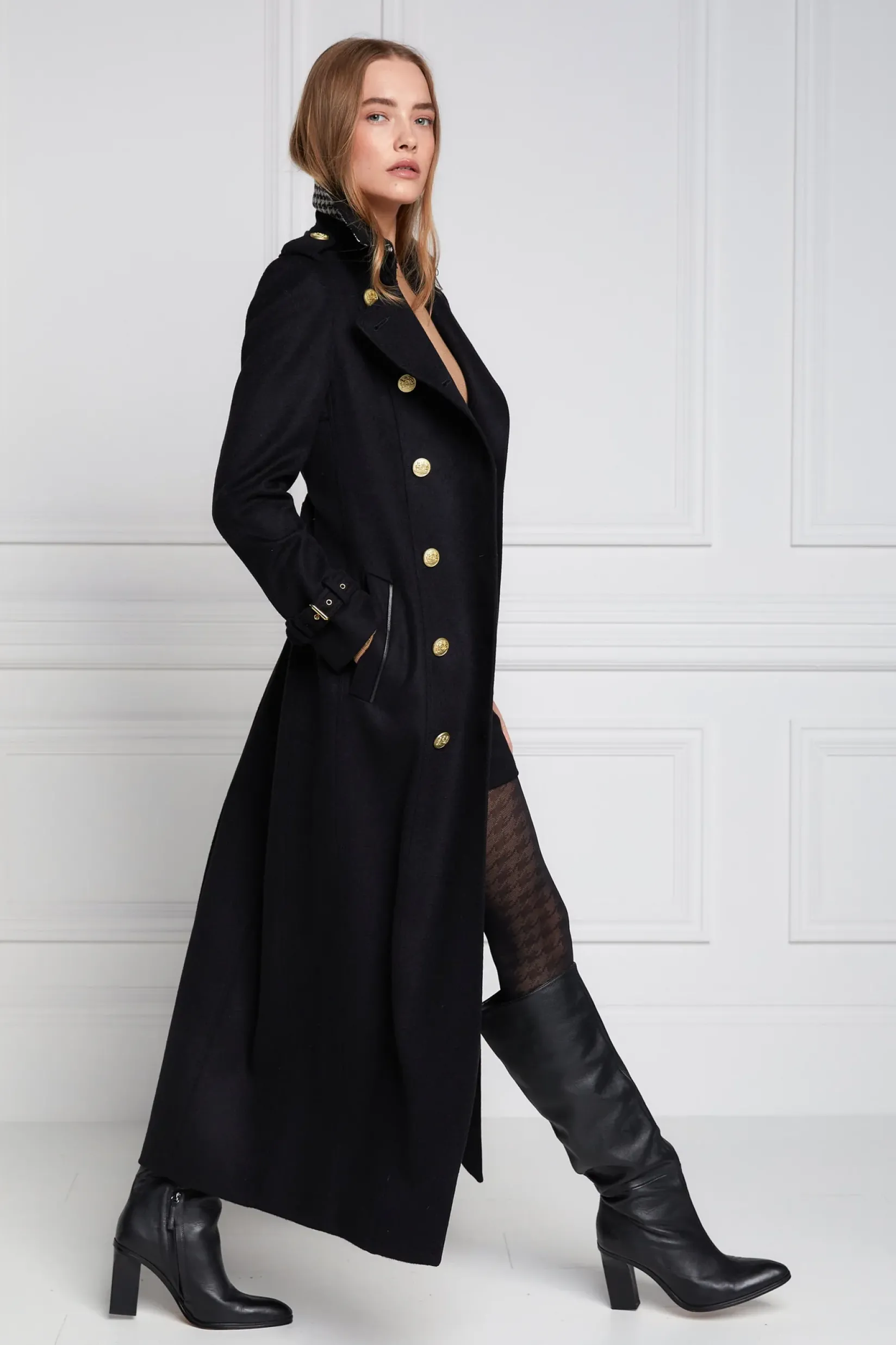 Holland Cooper Trench Coats|Coats-Full Length Marlborough Trench Coat Soft Black