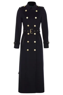 Holland Cooper Trench Coats|Coats-Full Length Marlborough Trench Coat Soft Black