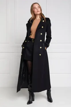 Holland Cooper Trench Coats|Coats-Full Length Marlborough Trench Coat Soft Black