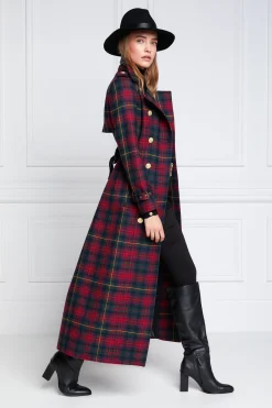 Holland Cooper Trench Coats|Coats-Full Length Marlborough Trench Coat Logan Tartan