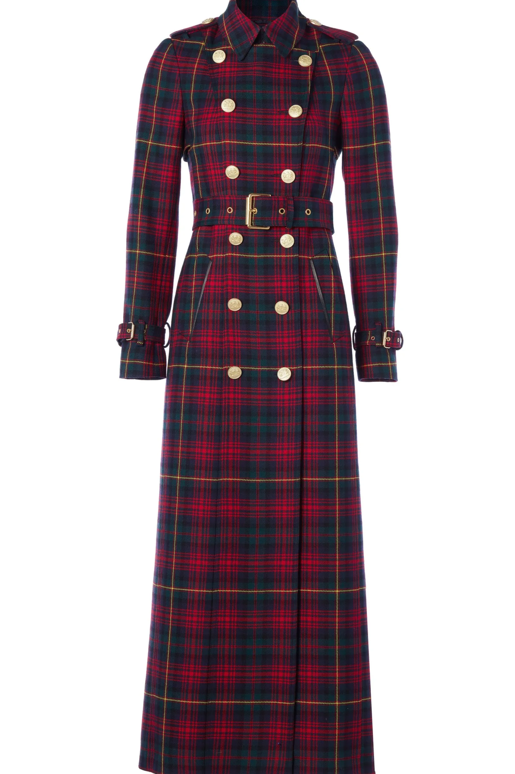 Holland Cooper Trench Coats|Coats-Full Length Marlborough Trench Coat Logan Tartan