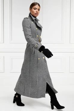 Holland Cooper Trench Coats|Coats-Full Length Marlborough Trench Coat Houndstooth