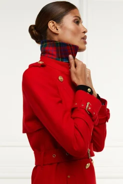 Holland Cooper Trench Coats|Coats-Full Length Marlborough Trench Coat Red Barathea