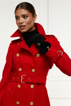 Holland Cooper Trench Coats|Coats-Full Length Marlborough Trench Coat Red Barathea