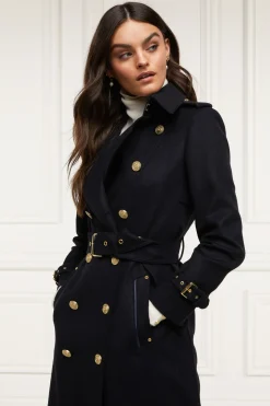 Holland Cooper Trench Coats|Coats-Full Length Marlborough Trench Coat Soft Navy