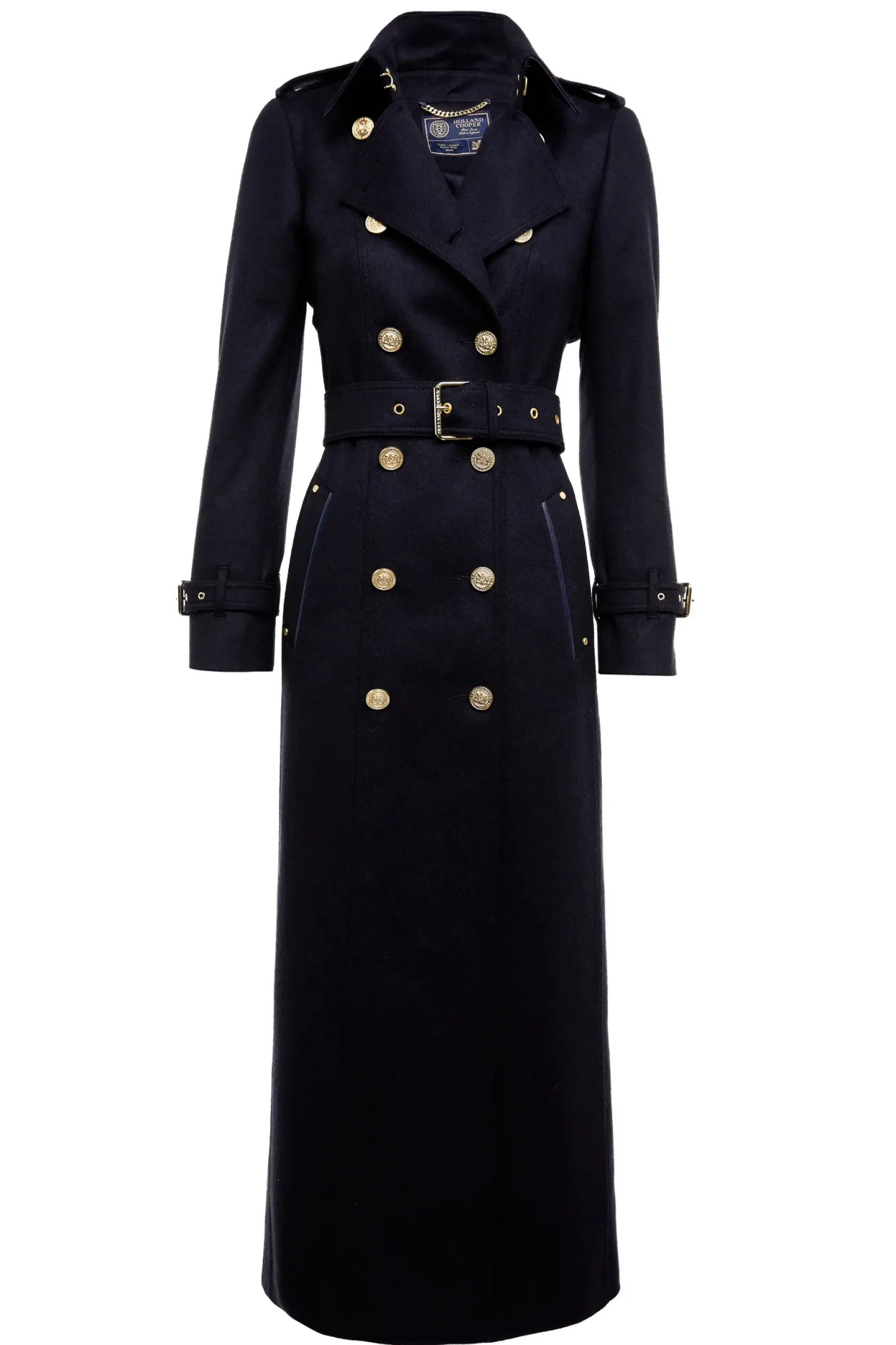 Holland Cooper Trench Coats|Coats-Full Length Marlborough Trench Coat Soft Navy