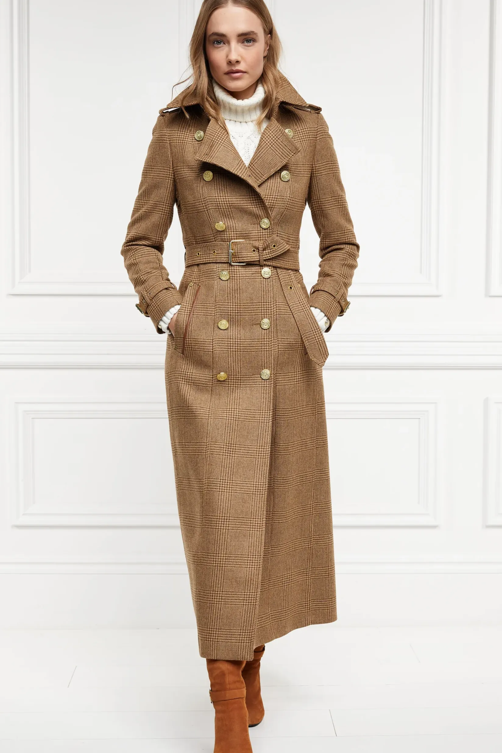 Holland Cooper Trench Coats|Coats-Full Length Marlborough Trench Coat Tawny