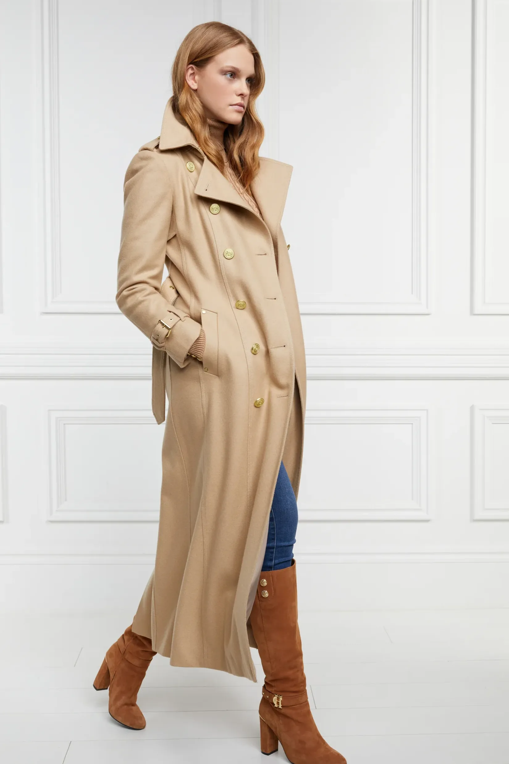 Holland Cooper Trench Coats|In Stock Tailoring-Full Length Marlborough Trench Coat Camel