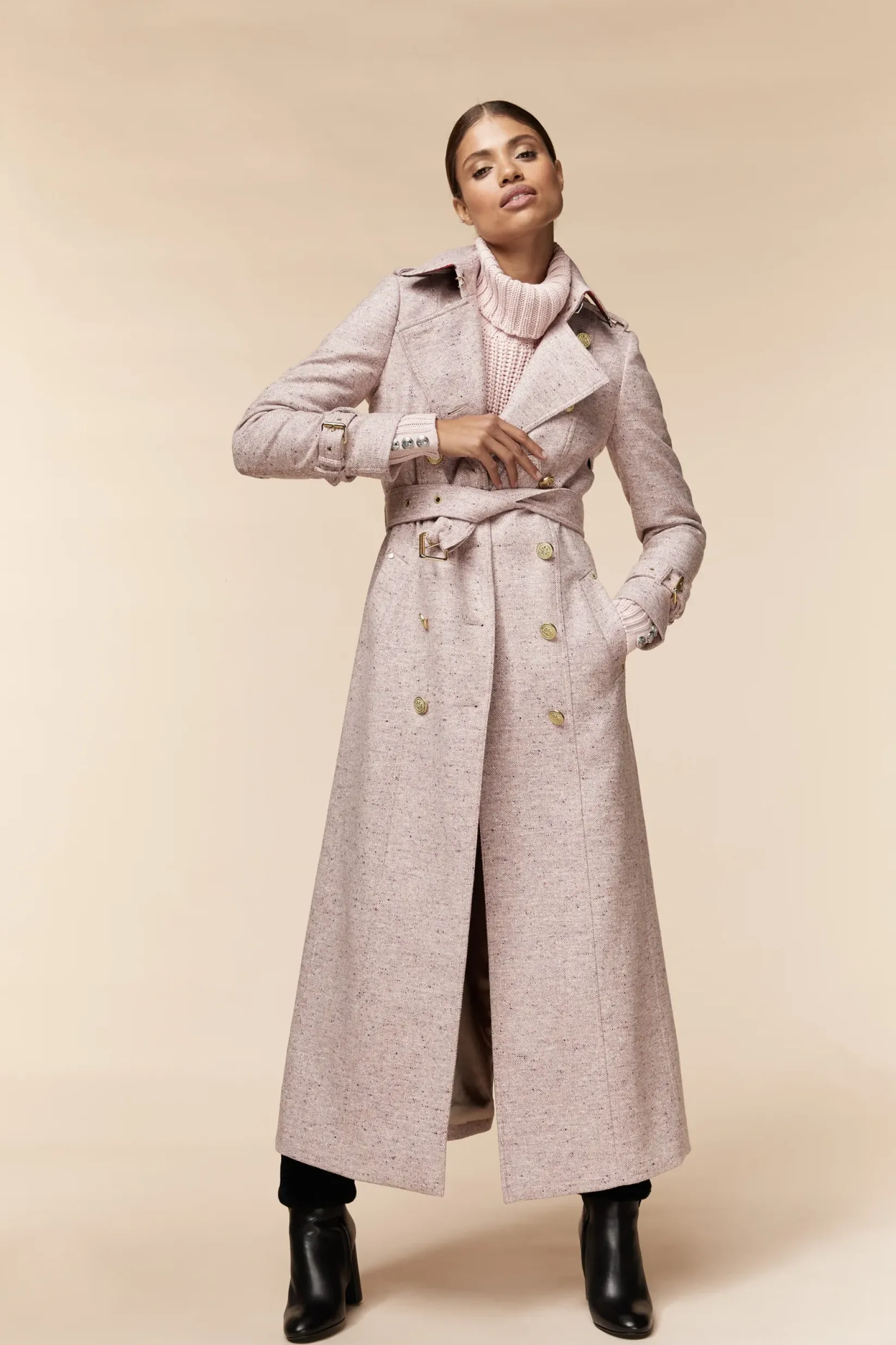 Holland Cooper Trench Coats|Coats-Full Length Marlborough Trench Coat Anniversary Pink