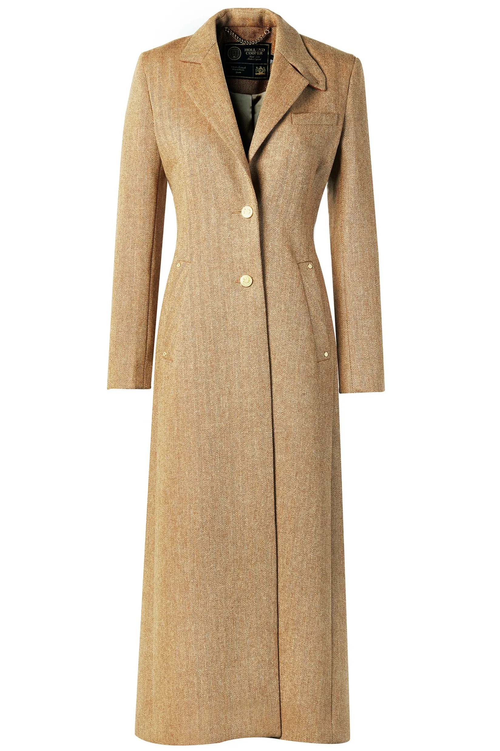 Holland Cooper Coats-Full Length Regency Coat Brown Herringbone