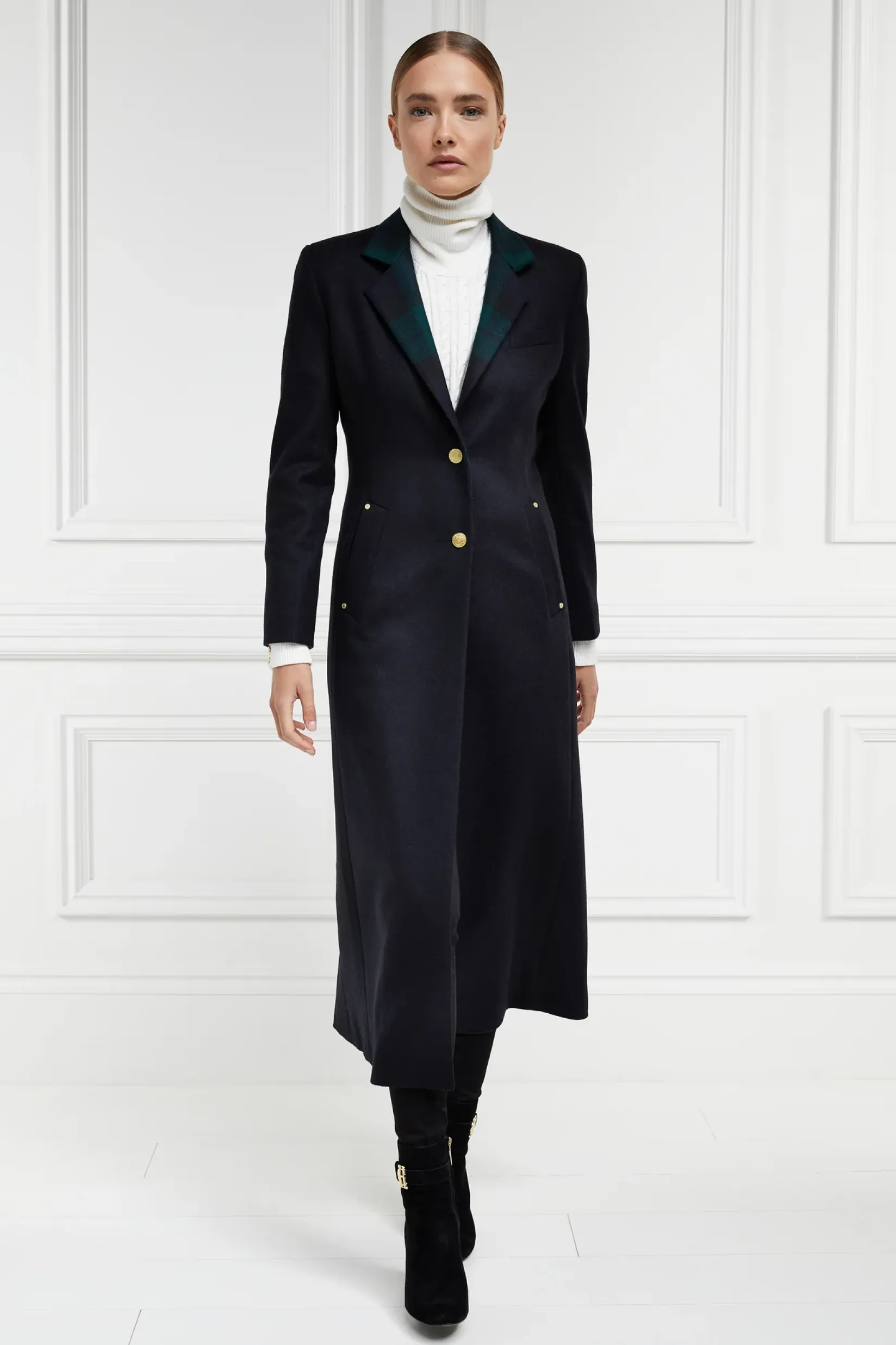 Holland Cooper Coats-Full Length Regency Coat Soft Navy Blackwatch