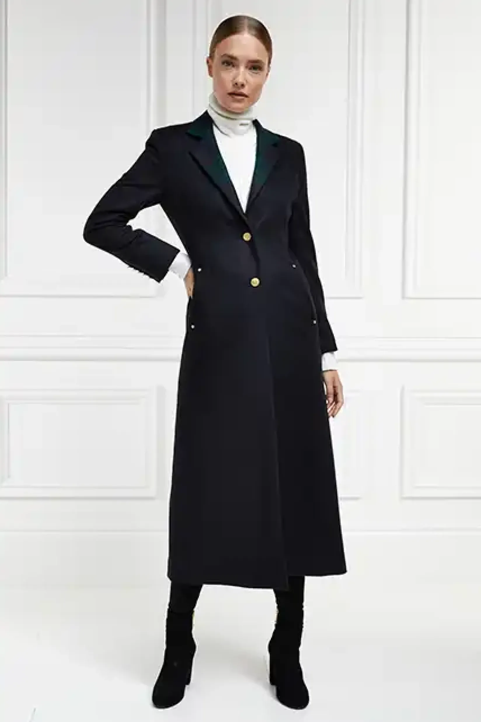 Holland Cooper Coats-Full Length Regency Coat Soft Navy Blackwatch