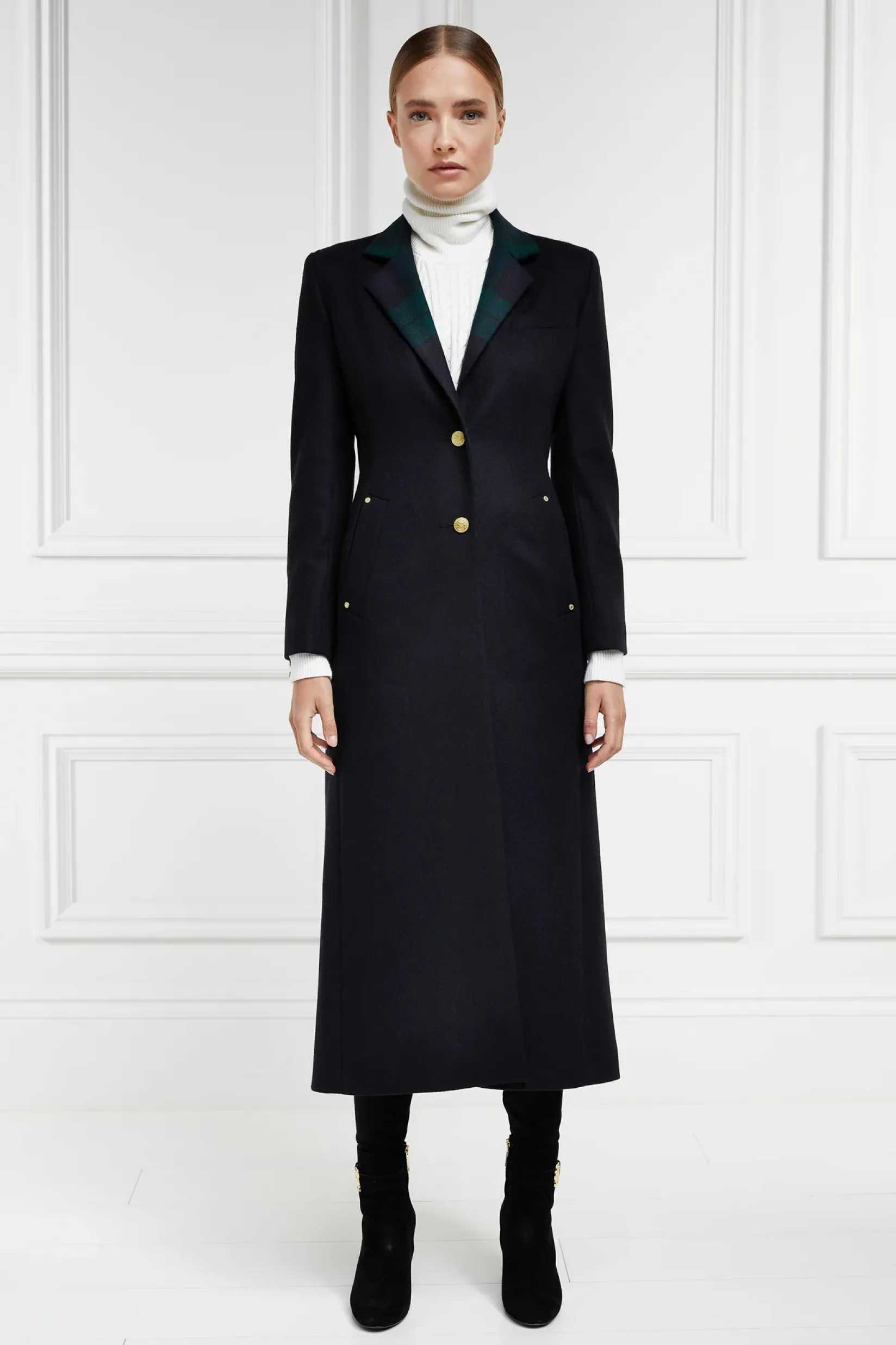 Holland Cooper Coats-Full Length Regency Coat Soft Navy Blackwatch