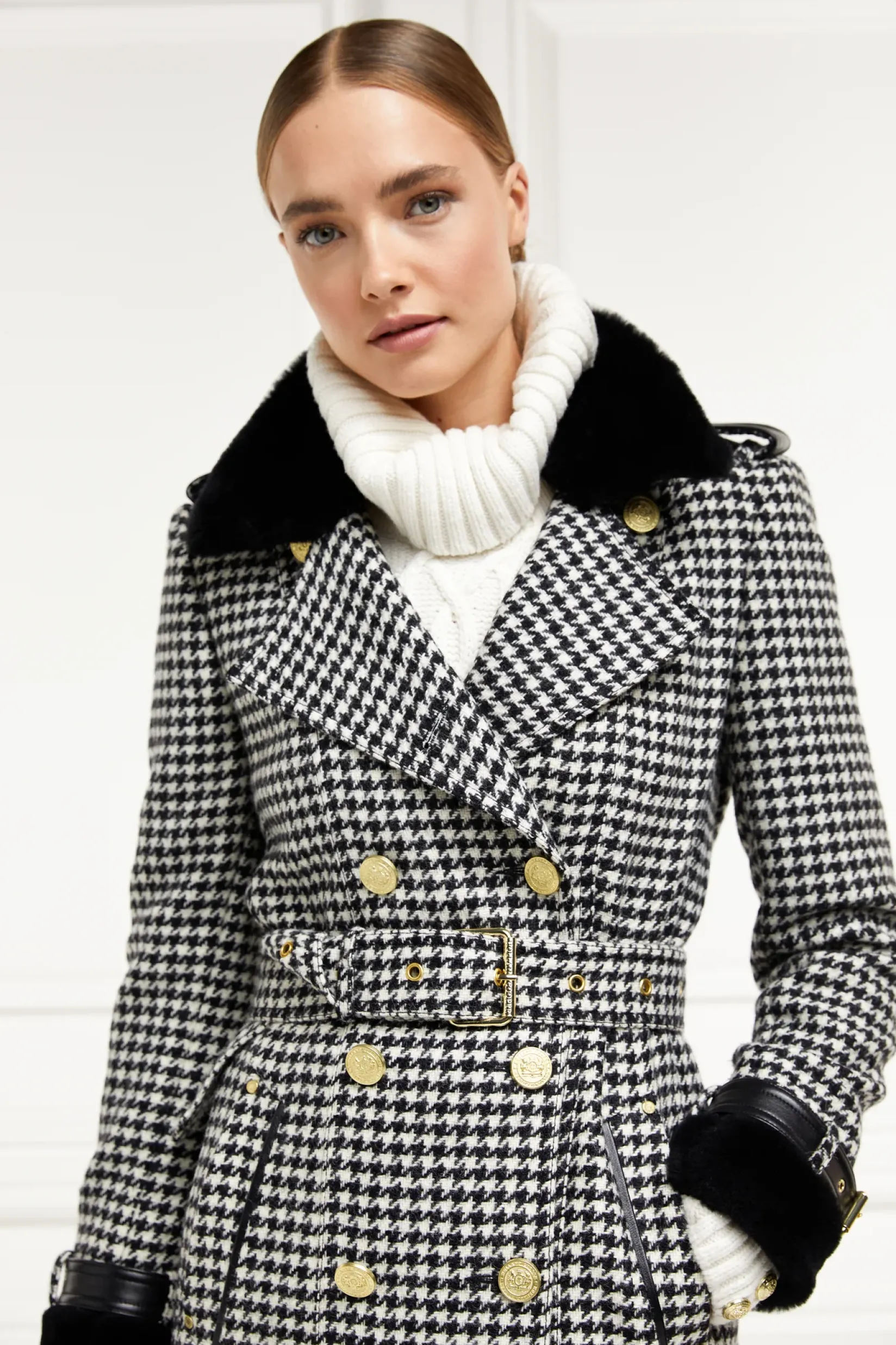 Holland Cooper Trench Coats|Coats-Gold Label Trench Houndstooth