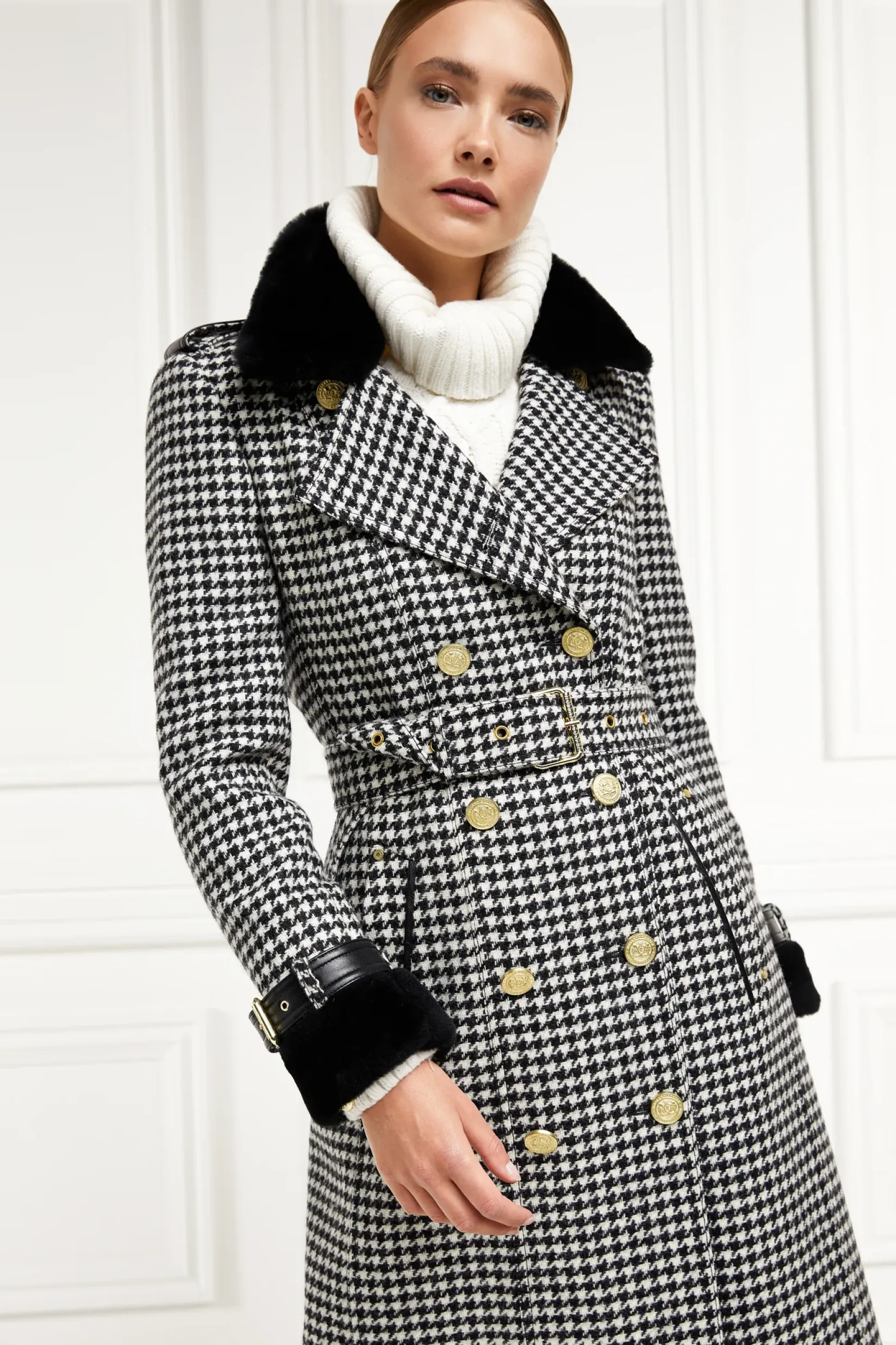 Holland Cooper Trench Coats|Coats-Gold Label Trench Houndstooth