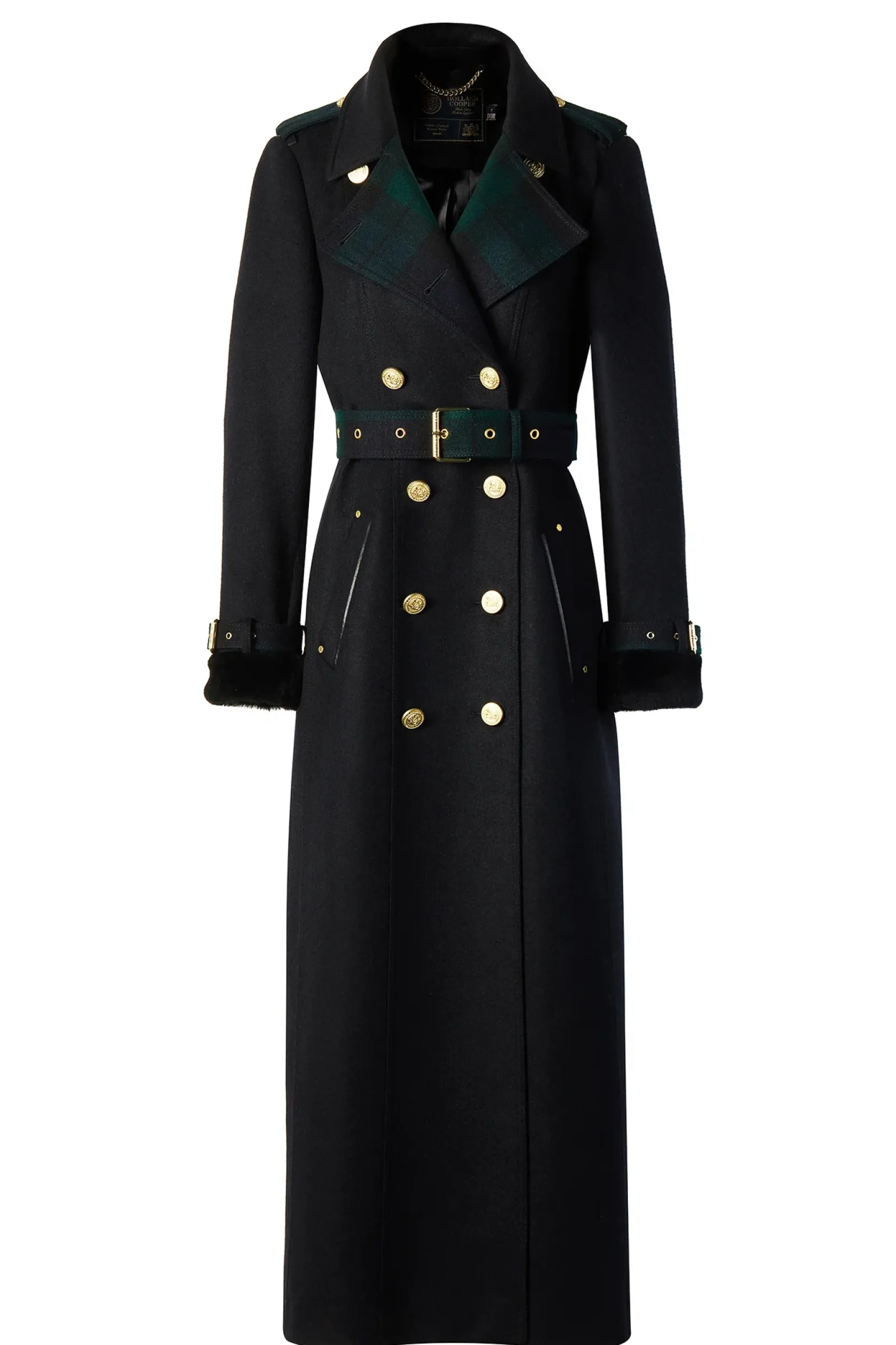 Holland Cooper Trench Coats|Coats-Gold Label Trench Soft Navy Blackwatch